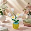 6 White Lily of the Valley Flowers Wool Handmade Desktop Ornaments, Cute Hand-crocheted White Lily of the Valley Flower Pot (Emotional Support Plant), Gift for Family/Friends/Teachers