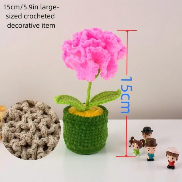 Crochet Flowers For Sale - Handmade Knitted Potted Flower Plant, Creative Wool Yarn Desktop Decoration, Car Room Decor