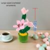 High-end knitted hand-crocheted potted flower cotton DIY artificial plants, long-lasting home decoration, suitable for birthdays, weddings, friends and family.