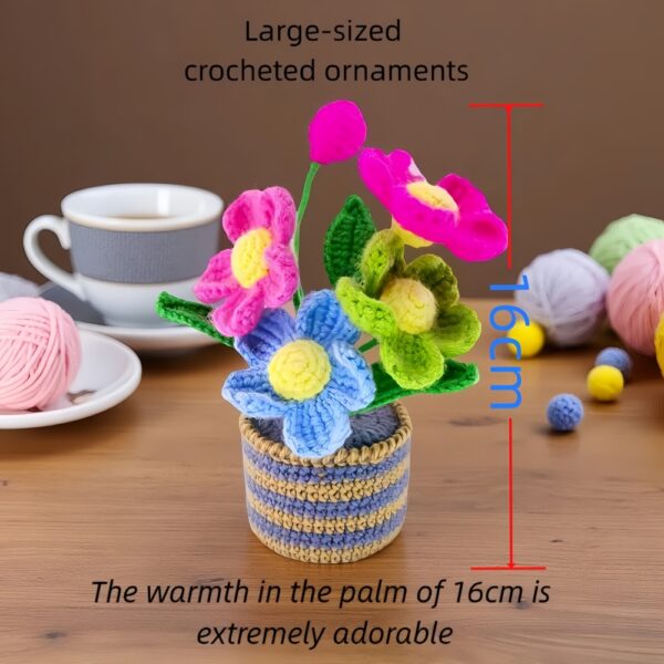 High-end knitted hand-crocheted potted flower cotton DIY artificial plants, long-lasting home decoration, suitable for birthdays, weddings, friends and family.
