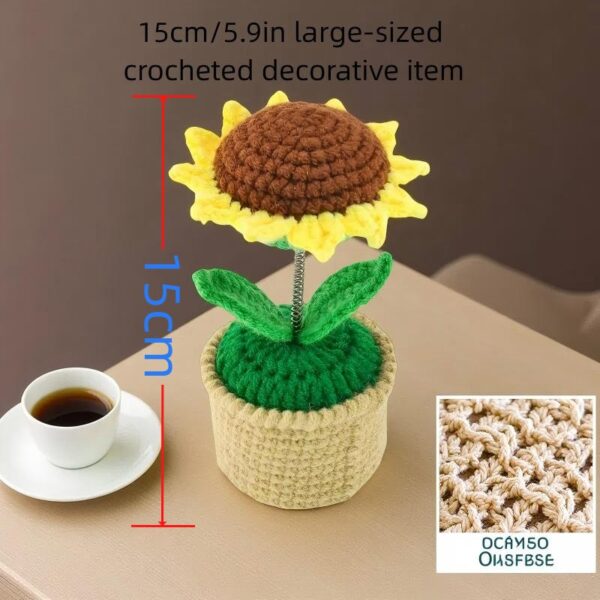 Hand-knitted wool crocheted products, little white rabbit hand-crocheted products, decorative items, crochet flowers, artificial sunflowers, suitable for office desk, car dashboard decoration, inspiring gifts, women's hand-knitted flowers, birthday and Christmas parties, home decoration