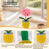 Pink Carnation Unique crochet flower plants Potted Creative Office Desktop Knitted Handmade Wool Yarn Finished Products Car Room Decoration