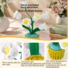 6 White Lily of the Valley Flowers Wool Handmade Desktop Ornaments, Cute Hand-crocheted White Lily of the Valley Flower Pot (Emotional Support Plant), Gift for Family/Friends/Teachers