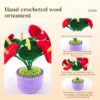 8 red wool flowers home desktop ornaments handmade crochet decoration wool crafts handmade crochet wool potted simulation plants computer desktop ornaments holiday gifts