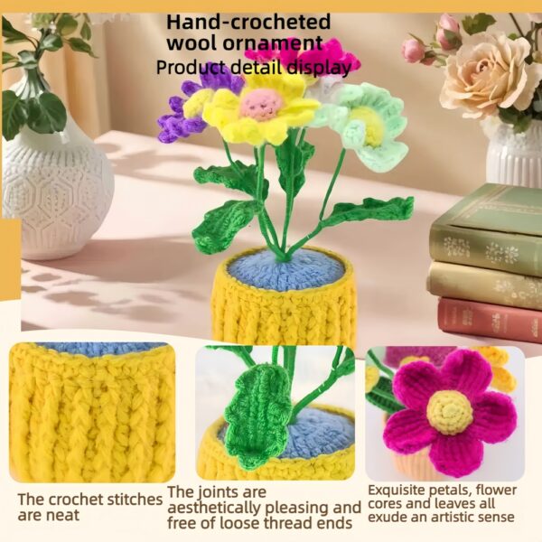 Personalized design hand-crocheted flower ornaments, colorful flowers for home decoration, high-end handcrafted handicraft gifts