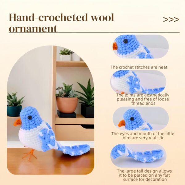 Cute blue bird home decorations, wool hand-crocheted items, desktop ornaments, handcrafted handicrafts, gifts for family and friends, family wedding desks, coffee shop decorations
