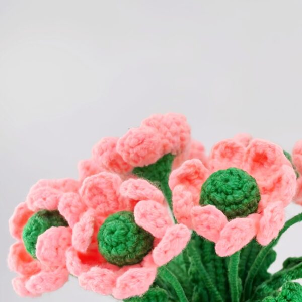 Hot sale 6 pink handmade wool crochet flower pots desktop ornaments fashionable home decorations crochet flower pots, handmade crochet flower plants, high-end desktop decorations, noble crochet flower pots, crochet gifts for plant lovers