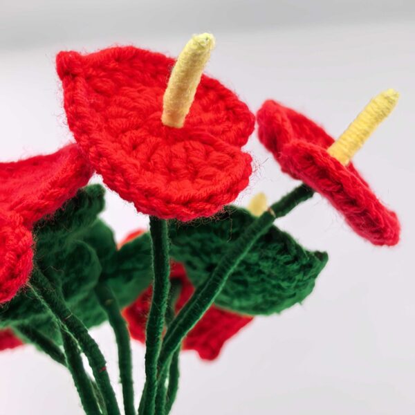 8 red wool flowers home desktop ornaments handmade crochet decoration wool crafts handmade crochet wool potted simulation plants computer desktop ornaments holiday gifts