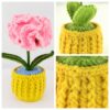 Pink Carnation Unique crochet flower plants Potted Creative Office Desktop Knitted Handmade Wool Yarn Finished Products Car Room Decoration