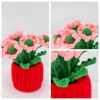 Hot sale 6 pink handmade wool crochet flower pots desktop ornaments fashionable home decorations crochet flower pots, handmade crochet flower plants, high-end desktop decorations, noble crochet flower pots, crochet gifts for plant lovers